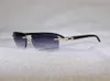 Vintage Rhinestone Black White Buffalo Horn Rimless Sunglasses Men Wood Sun Glasses Metal Frame Shades for Summer Club Eyewear 807192661