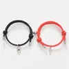 Charme pulseiras romântico ímã pulseira casal clássico chave bloqueio par braslet sorte preto vermelho corda braclet presente de aniversário atrair br otavp