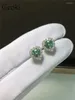 Brincos de prata 925 original total 1 quilate brilhante corte diamante teste passado verde moissanite coração feminino joias de pedras preciosas