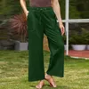 Damesbroeken Dames Werk Business Casual Vrouwelijk Effen Kleur Losse Multi-zakken Elastische riem Taille Lange broek Veelzijdig