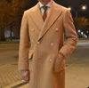 Cappotto di lana marrone Abito da uomo su misura Cappotto monopezzo doppio petto Caldo Fi Busin Matrimonio Sposo Prom Su misura D3B4 #