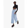 Women's Jeans IOO 2024 Summer Retro Light Blue High-waisted Draped Wide Leg Loose Dragging Denim Pants High Quality