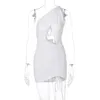 Casual Kleider BKLD Frauen Mode Eine Schulter Geraffte Kordelzug Kleid Sommer Aushöhlen Sexy Fliege Halter Open Back Bodycon Kurze club