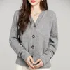 Cardigan tricoté pour femmes, col en v, ample et paresseux, Style minimaliste, amincissant, couvrant la chair, veste pull