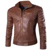 Col montant Veste en cuir de moto Manteau 2023 Automne Hiver Nouveaux hommes Casual Fi Trendy Manteau en cuir pour hommes i1qb #