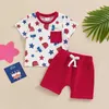 Giyim Setleri Toddler Boy Boy Kız Yaz Kıyafetleri Batı Çiftliği Tavuk Baskı Kısa Kollu Tişört ve Şort Set Bebek Giysileri