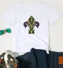 Koszulki kobiet fleur de lis T-shirt Cotton Mardi Gras Lilie Beads Fun Carnival Tee