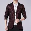 2022 Spring New Men's Casual Lightning Print Suit Youth Slim Jacquard Two Butt mens blazer M4sd#