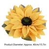 Decorative Flowers Sunflower Door Wreath Artificial Yellow Round Shapes Attractive 15.7in Bright Colors For Window