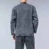 Джинсовая куртка в китайском стиле Мужская уличная одежда Восточная одежда Осеннее мужское джинсовое пальто Vintage Fi Хип-хоп Свободная верхняя одежда Jaqueta 31jg #