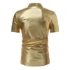 FI HARAJUKU POLO SHIRTS MEN Märken Luxur Nightclub Shiny Gold Sier Summer Short Sleeve Man Dr Shirts Stage Costumes A42B#