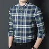 Super qualità 100% Cott Abbigliamento per uomo 2022 Primavera Fi Plaid Lg Camicie a maniche maschili Busin Pure Cott Dres G4Kb #