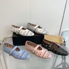 chaussures de danse ballerines chaussure de créateur évidé maille sandale tête ronde strass rivet boucle mary jane chaussures pour femmes 545