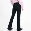 Damenjeans Schwarz Bodycon Frauen 2024 Frühling Mittlere Taille Stretch Slim Asymmetrische Split Denim Hose Lässige Mode Gerade Hose