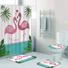 Shower Curtains Curtain SetWith Nordic Style Flamingo Print Non-slip Mat Toilet With Polyester Home Decor