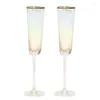 Verres à vin Flûtes à Champagne Verre Dégradé 150 ml Bordure Dorée Étincelante Doré