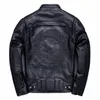 ayunsue New Autumn Men's Genuine Leather Jacket Embroidery Skull Cowhide Leather Coat Man Biker Jackets Jaqueta Masculina SQQ342 M31g#