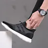 Casual Shoes Fashion Men's Sneakers Man Breattable Men äkta läder Big Size ökar kontorsskor