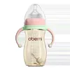 Oberni PPSU Baby Bottle with Handle Straw Anti Inflation Drop Resistant 300ml and Three layer milk powder storage box set 240314
