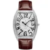 Relógio de diamante personalizado feminino com mostrador árabe personalizado Moissanite relógio de pulso de couro de luxo