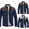 Veste d'hiver pour hommes, manches Lg, col montant, manteau masculin, bloc de couleur, fesses en velours côtelé, 12xm #