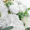 Dekorativa blommor Vita konstgjorda sidenblomma buketter kombinationer av material grepp väska för diy brud kast bröllopsarrangemang