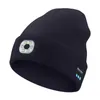 Berets kompatybilny z Bluetooth LED Hat Elastic Knitte Zimowa czapka ładowana Wysoka jasność Illuminacja Bezseksualna czapka unisex