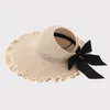 Boinas 2024 plegable coreano Bowknot sombrero de sol de ala ancha para mujeres verano transpirable playa Bucekt al aire libre vacío superior sombreros de ganchillo