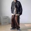 Våren 2024 Bomber Pu Leather Jackets Mens American Street Hip Hop Multi Pocket Fi Coat Streetwear Loose Short Outwear F0MQ#