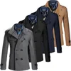 Mens Wool Blends Winter Coat Men Warm Trench Reefer Jackor Solid Color Stand Collar Double Breasted Peacoat Drop Delivery Apparel CLO DHQWW