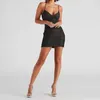 Freizeitkleider Damen Schwarz Sexy Low Cut Spaghettiträger Minikleid Damen Ärmellos Rückenfrei Schlank Figurbetont Abend Party Clubwear