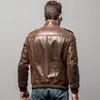 chaqueta de cuero real de la motocicleta de piel de cerdo de los hombres acolchado cott invierno m abrigo masculino chaqueta de cuero genuino 65bI #