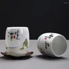 Fincan tabakları Japon seramik büyük çay bardağı yaratıcı Çin su evi beyaz porselen şarap ofis seti içecek eşyaları