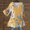 Blusas femininas camisa floral impressa camisas boêmio topos causal solto primavera verão plus size decote em v casual resort blusas