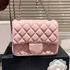 Klassieke zilveren bal mini flap crossbody tassen gewatteerde verstelbare schouderriem cosmetische tas luxe designer dames lederen kettingtas