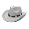 Boinas Sombrero de vaquero occidental para mujeres Hombres Vintage Estilo antiguo Panamá Clásico Fedora con cinturón Sombreros de moda al aire libre