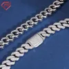 Hip Hop Custom 15mm 18mm Cuban Chain Iced Out 925 Sterling Silver Vvs Moissanite Cuban Link Chain