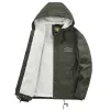 men's Denim Jacket Casual Winter Pure Cott Military Jacket Thicken Hooded Cargo Coat Parkas Men Streetwear jaqueta masculina Q84C#