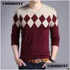 Men'S Sweaters Mens Cashmere Wool Sweater Men 2022 Autumn Winter Slim Fit Plovers Argyle Pattern V-Neck Pl Homme Christmas Drop Deliv Dhzuw