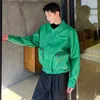 IEFB FI New Men Leather Jackets Persality Green PUアウタービッグポケットニッチデザインルーズコート韓国スタイルトレンド9C2891 T0QJ＃