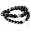 Link pulseiras mg2071 design 10 mm preto obsidiana árvore da vida contas pulseira cura cristais pedra preciosa alívio do estresse pulso mala