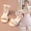 Sandali per bambini Ragazze Scarpe da gladiatore Estate Perla Principessa per bambini Sandalo Gioventù Bambino Punto d'appoggio Rosa Bianco Nero 26-35 r6DS #