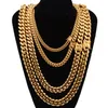 8mm 10mm 12mm 14mm 16mm Miami Cuban Link Chains Stainless Steel Mens 14K Gold Chains High Polished Punk Curb Necklaces Mens Jewelr249n