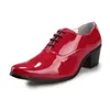 Robe chaussures hommes en cuir verni Oxford respirant bout pointu talons hauts formel affaires bal mode mariage marié 663