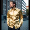 Mens Satin Silk Dress Shirt Long Sleeve Slim Business Formal Casual Tops Classic 240315