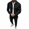 party Men's Jacket and Pants Sets Pocket Overalls Male Fi Suit Solid Color Autumn Winter Streetwear Tracksuit 2 Piece Set i446#