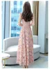 Casual Dresses Jacquard V-neck Ladies Long-sleeved Dress 2024 Spring And Summer Waist Slim Female