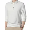 Outono masculino busin escritório polo-pescoço camisa masculina roupas fi casual lg manga sólida pullovers de secagem rápida camiseta c6tS #