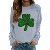 Women's T Shirts Woman's Casual and Bluses Fashion Clover Print långärmad o-hals Pullover Top Roupas Feminina Crop Mujer