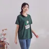 Débardeurs pour femmes Camis DIMANAF été nouveau T-shirt pour femmes avec broderie de fleurs imprimé ample décontracté col rond couvercle vert 24326